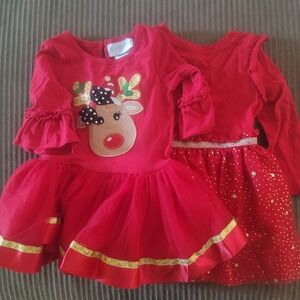 SOLD Toddler Christmas red ruldoph reindeer  clothes bundle outfit .  18m